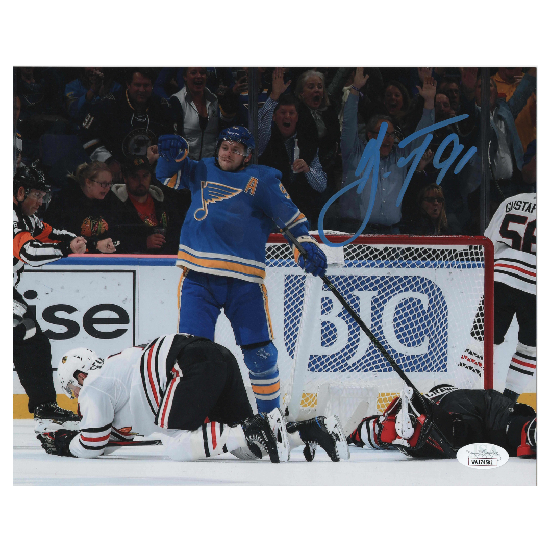 Vladimir Tarasenko St Louis Blues Autographed Blackhawks Down Photo - JSA COA