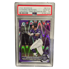 Warming Barnabel PSA 10 2022 Topps Bowman Chrome Prospects Purple Raywave Refractor Card #BCP46