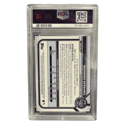 Warming Barnabel PSA 10 2022 Topps Bowman Chrome Prospects Purple Raywave Refractor Card #BCP46