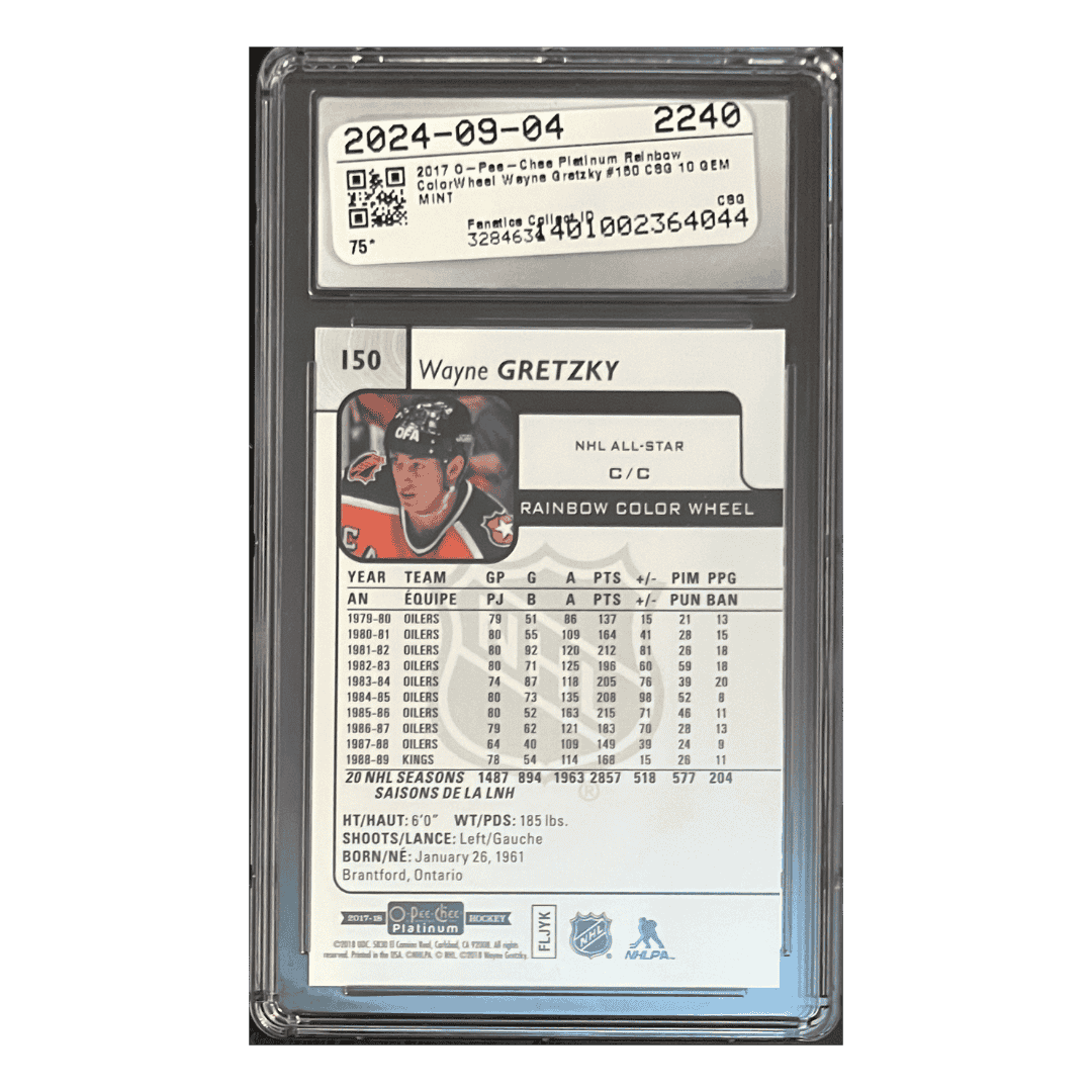 Wayne Gretzky CSG 10 2017-18 O-Pee-Chee Platinum Rainbow Color Wheel Card #150
