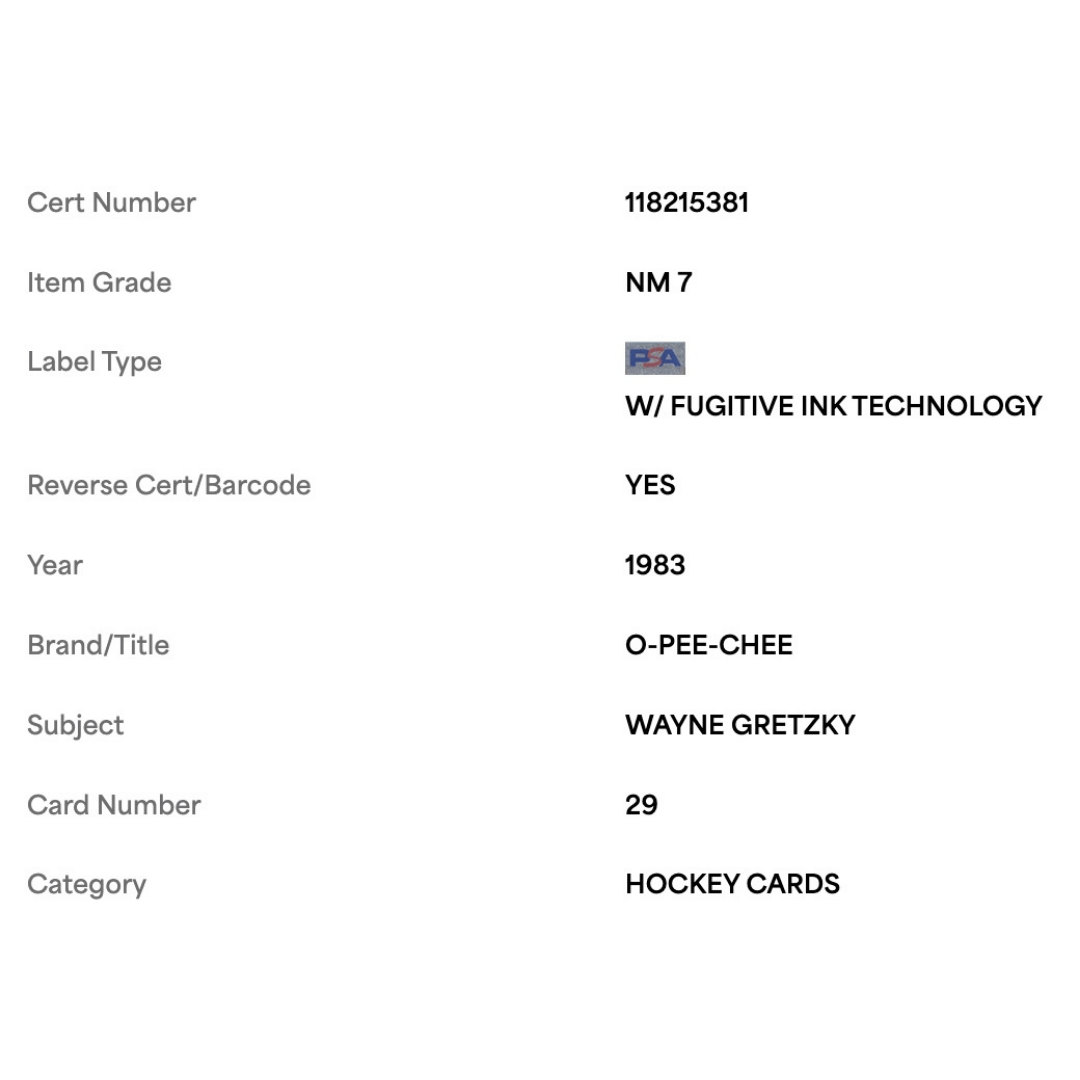 Wayne Gretzky PSA 7 1983 O Pee Chee Card #29