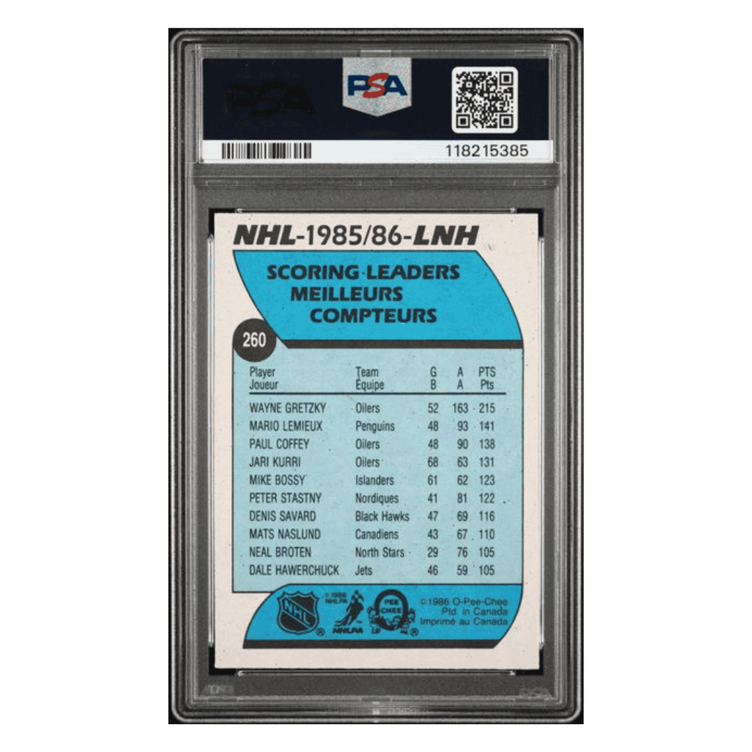 Wayne Gretzky PSA 7 1986 O Pee Chee Scoring Leader Card #260