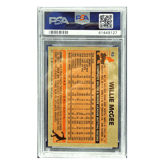Willie McGee PSA 8 1983 Topps Card #49