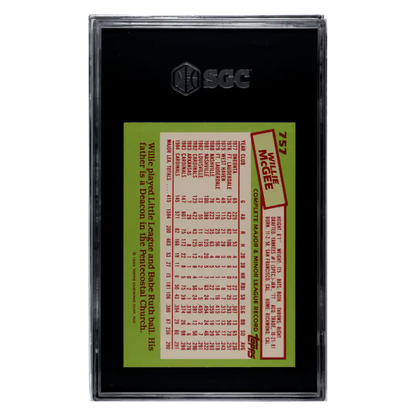 Willie McGee SGC 10 1985 Topps Tiffany POP 1 Card #757