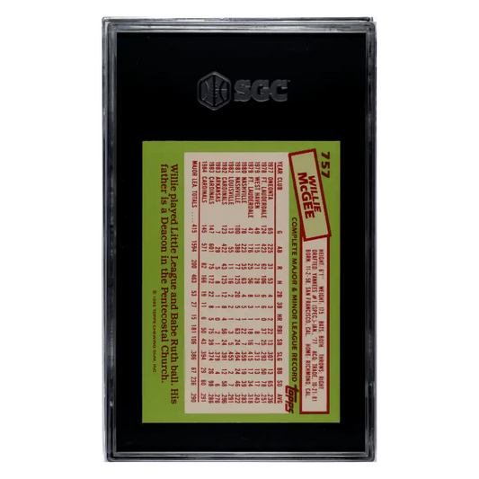 Willie McGee SGC 10 1985 Topps Tiffany POP 1 Card #757