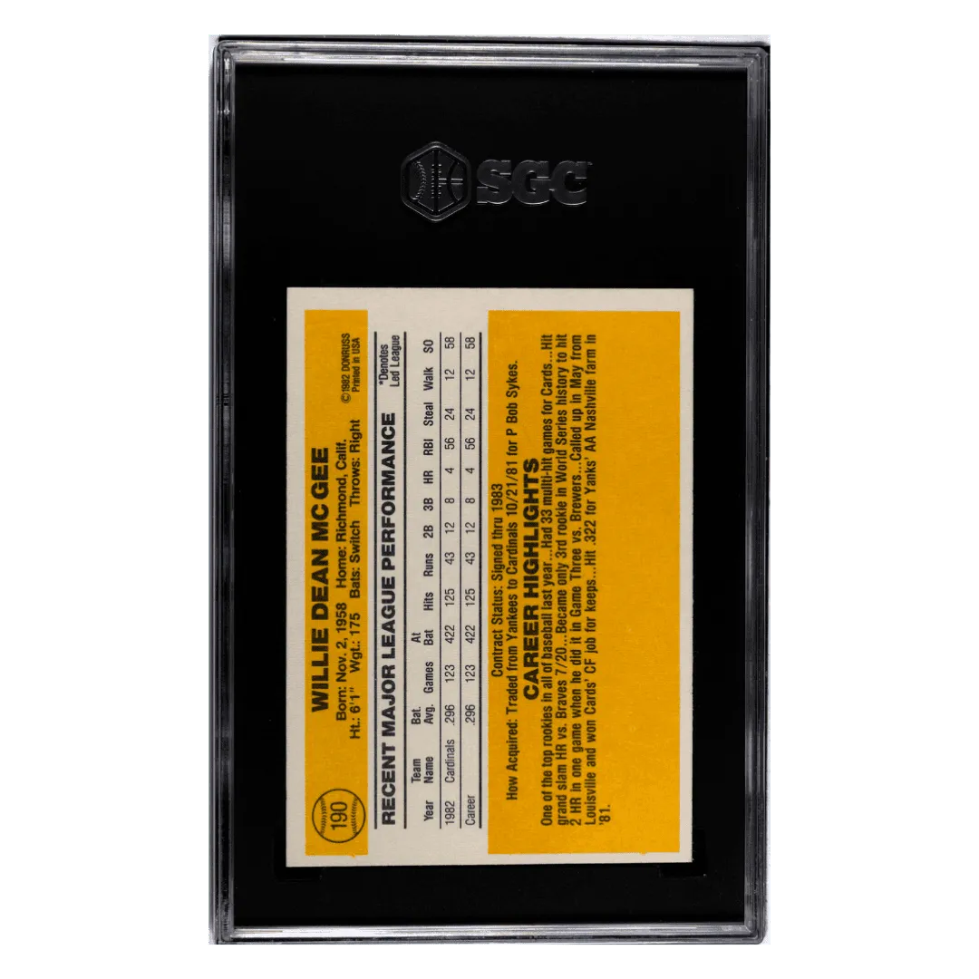 Willie McGee SGC 8 1983 Donruss Card #190