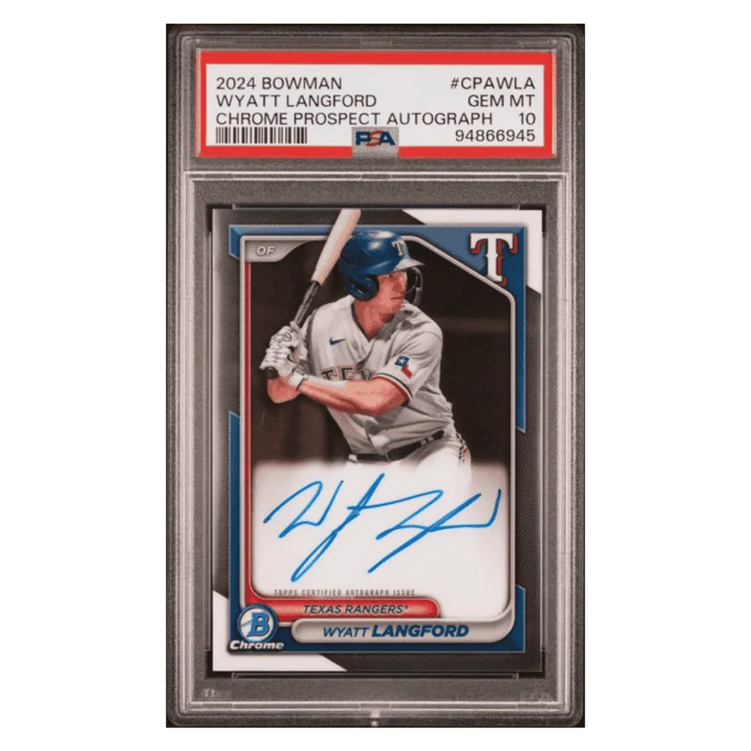 Wyatt Langford PSA 10 2024 Topps Bowman Chrome Prospect Autograph Card #CPAWLA