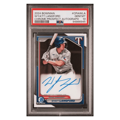 Wyatt Langford PSA 10 2024 Topps Bowman Chrome Prospect Autograph Card #CPAWLA