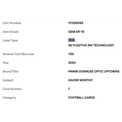 Xavier Worthy PSA 10 2024 Panini Donruss Optic Uptowns Rookie RC Card #7