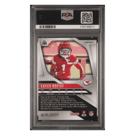 Xavier Worthy PSA 10 2024 Panini Prizm Red Wave Rookie RC #d/149 Card #399