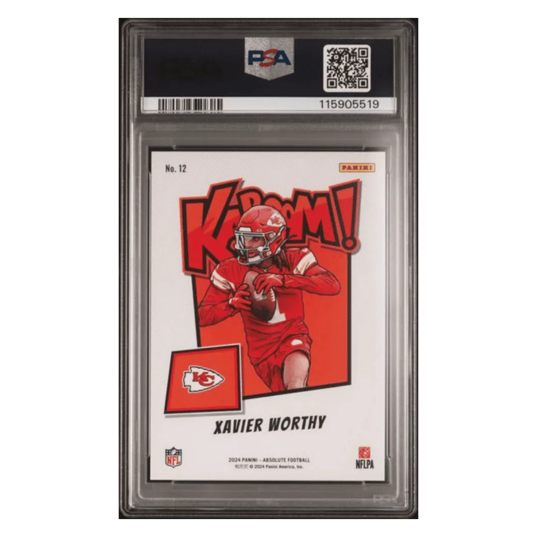 Xavier Worthy PSA 9 2024 Panini Absolute Kaboom! Horizontal Rookie RC Card #12