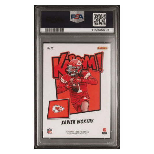 Xavier Worthy PSA 9 2024 Panini Absolute Kaboom! Horizontal Rookie RC Card #12