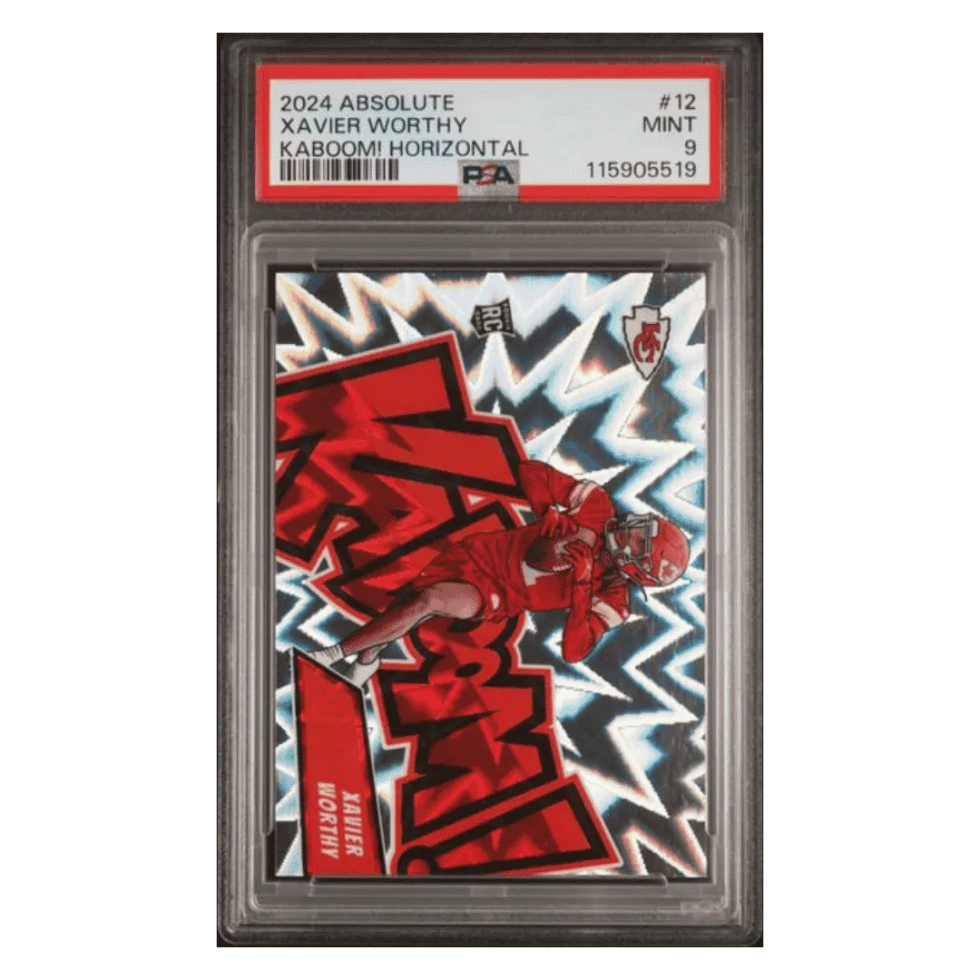 Xavier Worthy PSA 9 2024 Panini Absolute Kaboom! Horizontal Rookie RC Card #12