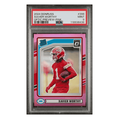 Xavier Worthy PSA 9 2024 Panini Donruss Optic Preview Pink Rated Rookie Card #398