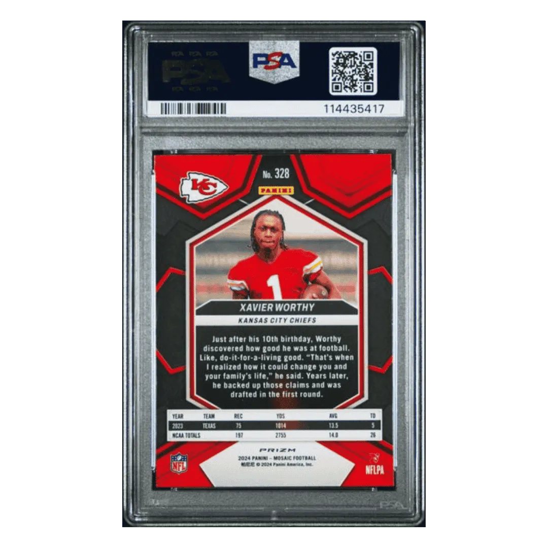 Xavier Worthy PSA 9 2024 Panini Mosaic Honeycomb Rookie RC Card #328