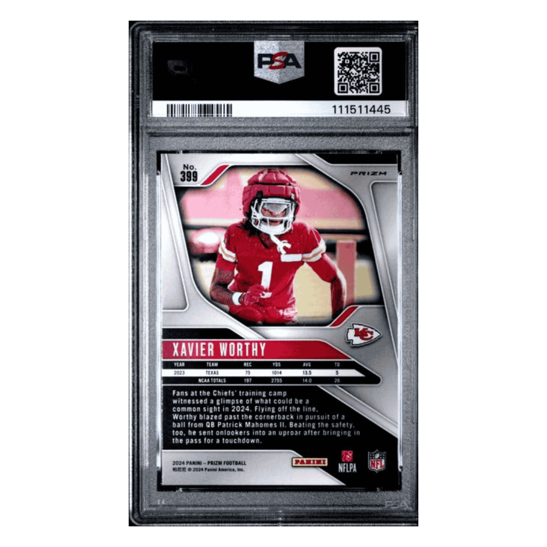 Xavier Worthy PSA 9 2024 Panini Prizm No Huddle Rookie RC Card #399