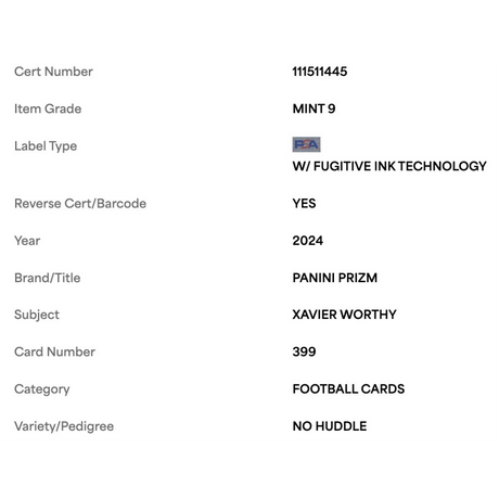 Xavier Worthy PSA 9 2024 Panini Prizm No Huddle Rookie RC Card #399