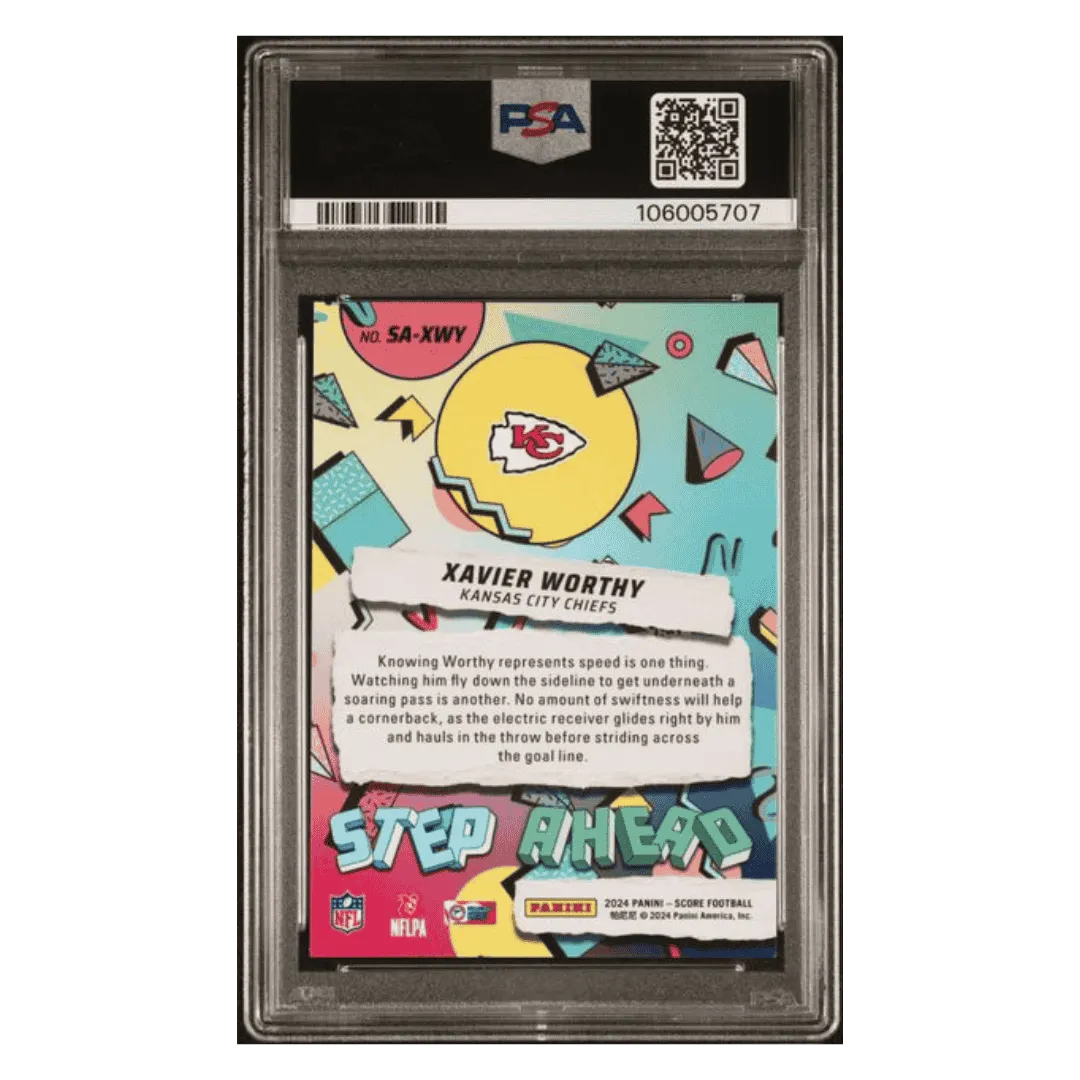 Xavier Worthy PSA 9 2024 Panini Score Step Ahead Rookie RC Card #SAXWY