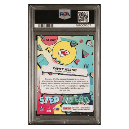 Xavier Worthy PSA 9 2024 Panini Score Step Ahead Rookie RC Card #SAXWY