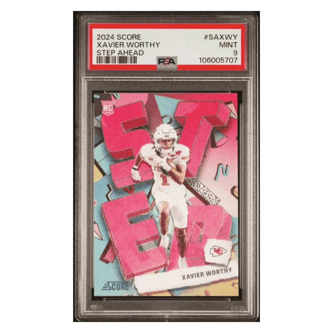 Xavier Worthy PSA 9 2024 Panini Score Step Ahead Rookie RC Card #SAXWY