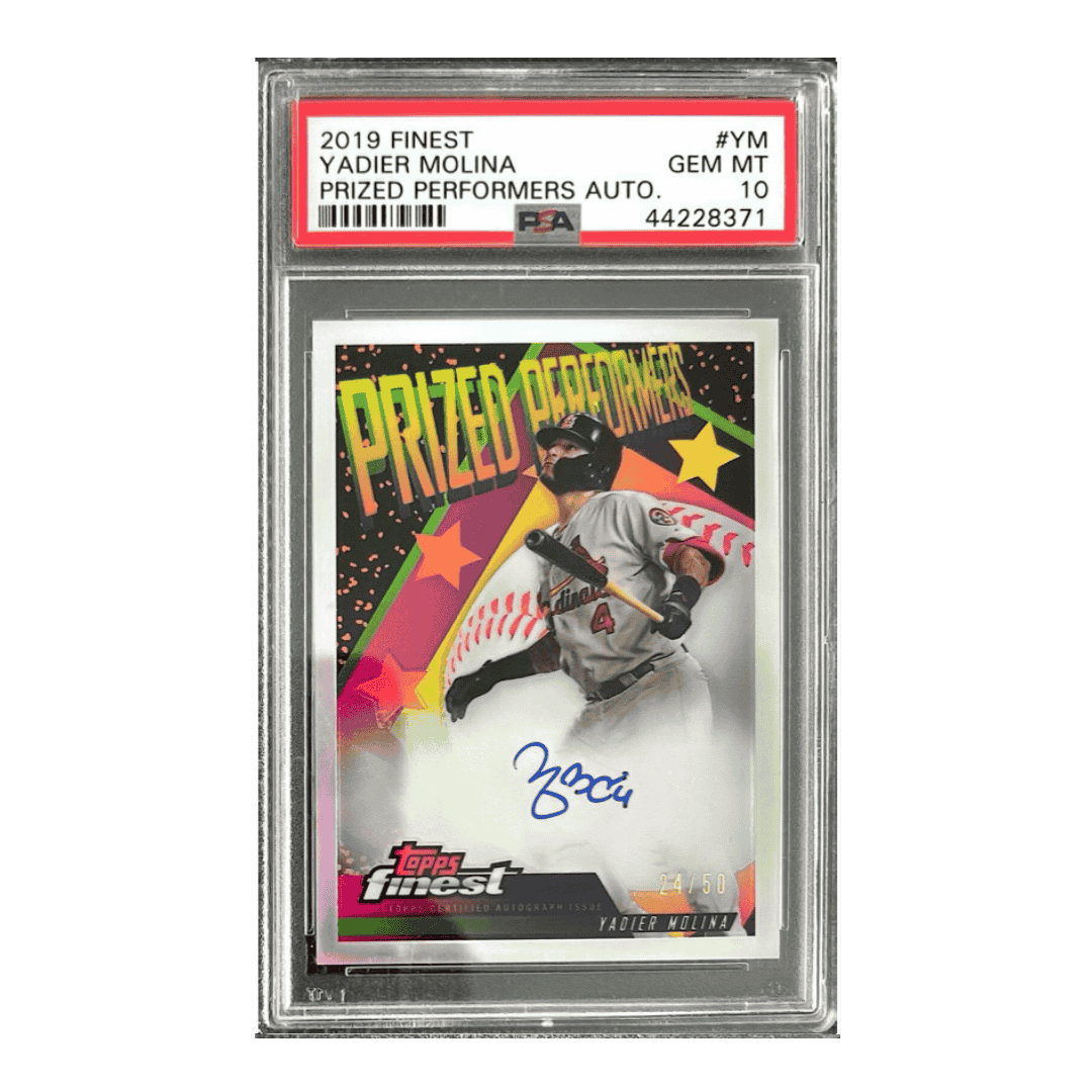Yadier Molina PSA 10 2019 Topps Finest Prized Performers Autograph #d/50 Card #YM