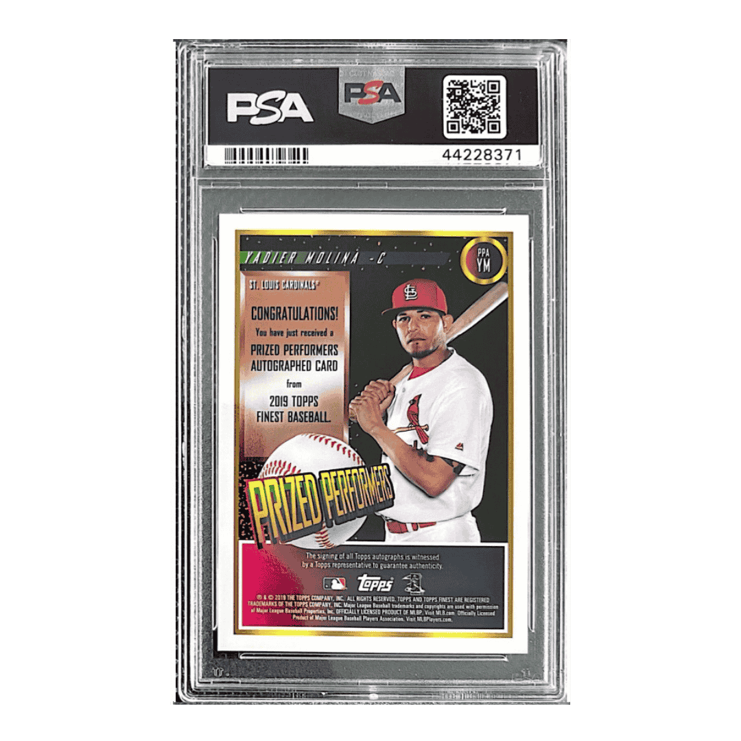 Yadier Molina PSA 10 2019 Topps Finest Prized Performers Autograph #d/50 Card #YM