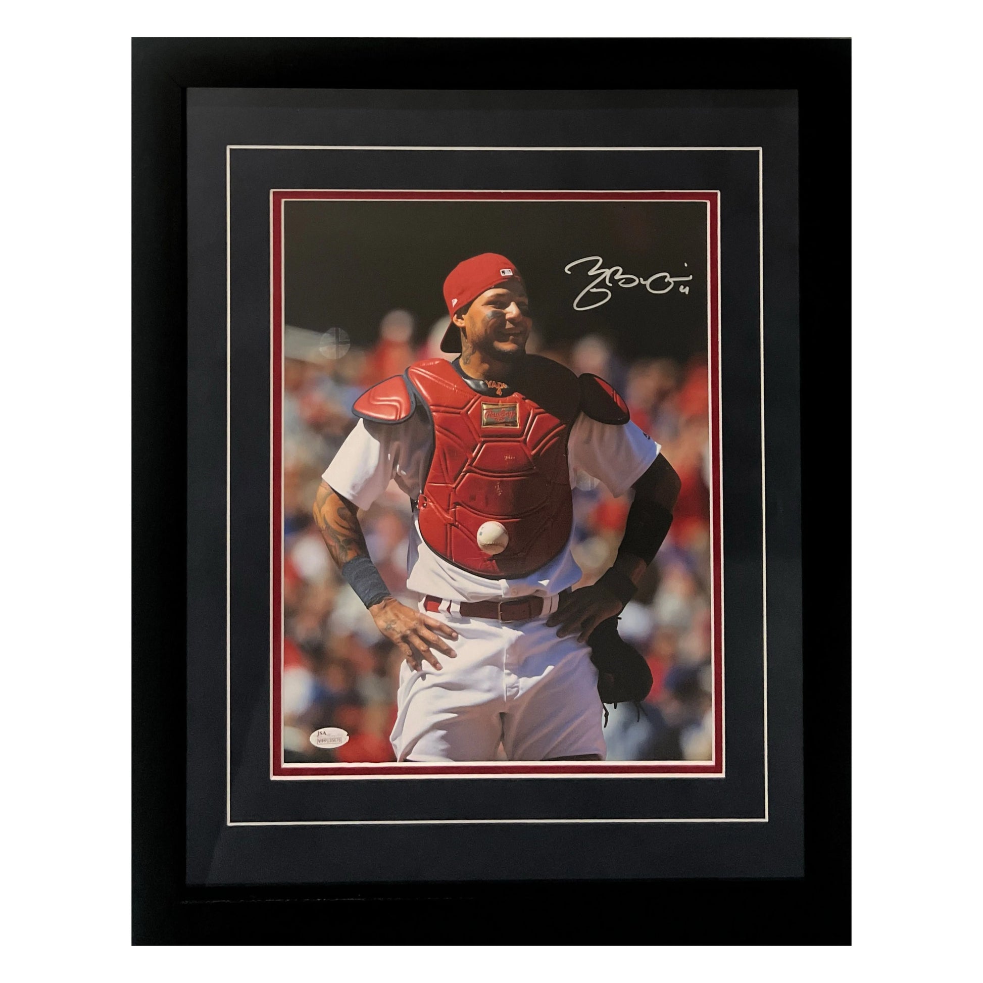 Yadier Molina St Louis Cardinals Autographed Framed 11x14 Photo - JSA COA