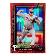 Zack Wheeler 2025 Topps Series One Red Foil Palm Tree Border #d/5 Card #218