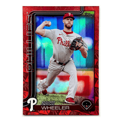Zack Wheeler 2025 Topps Series One Red Foil Palm Tree Border #d/5 Card #218