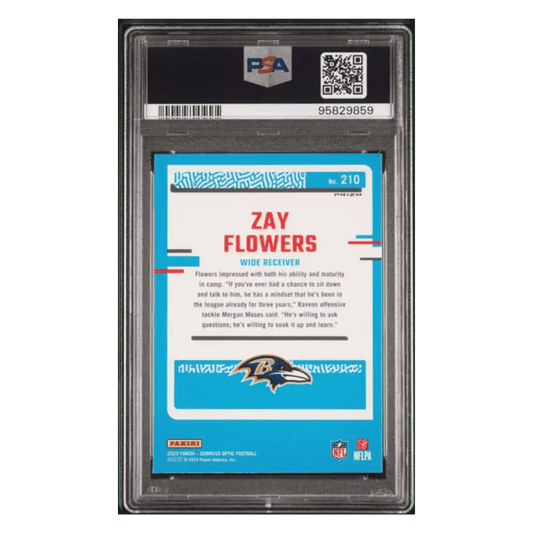 Zay Flowers PSA 10 2023 Panini Donruss Optic Fire Rated Rookie Card #210