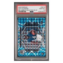 Zay Flowers PSA 10 2023 Panini Mosaic NFL Debut Reactive Blue Rookie RC Card #ND18