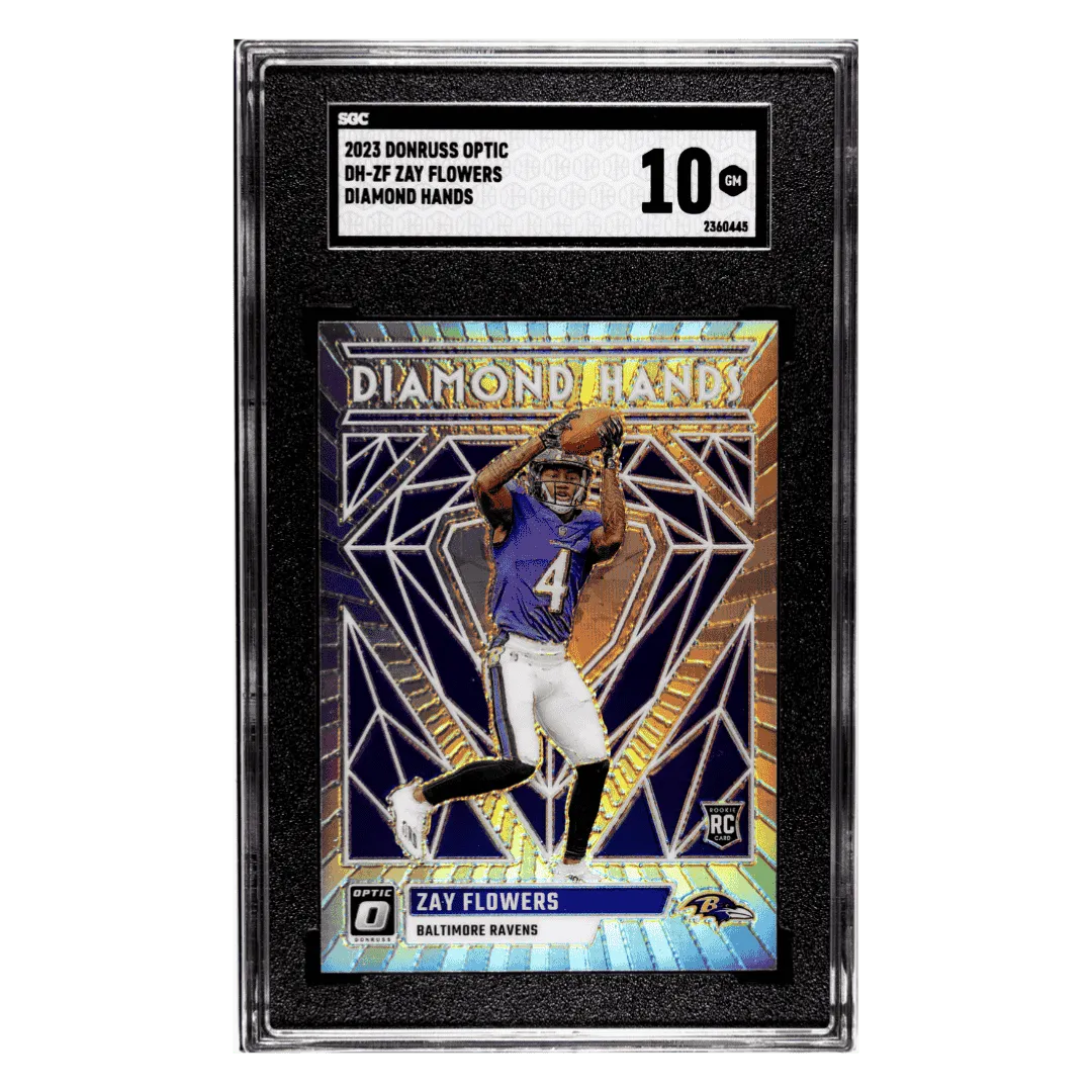 Zay Flowers SGC 10 2023 Panini Donruss Optic Diamond Hands Rookie RC Card #DH-ZF