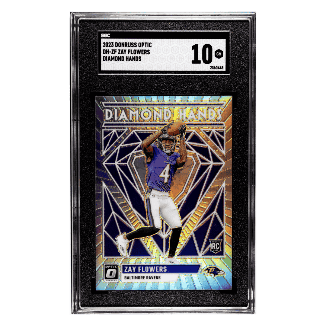 Zay Flowers SGC 10 2023 Panini Donruss Optic Diamond Hands Rookie RC Card #DH-ZF