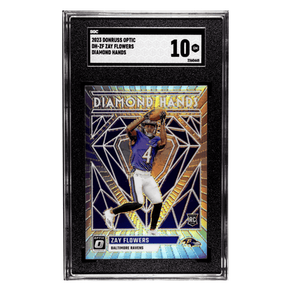 Zay Flowers SGC 10 2023 Panini Donruss Optic Diamond Hands Rookie RC Card #DH-ZF