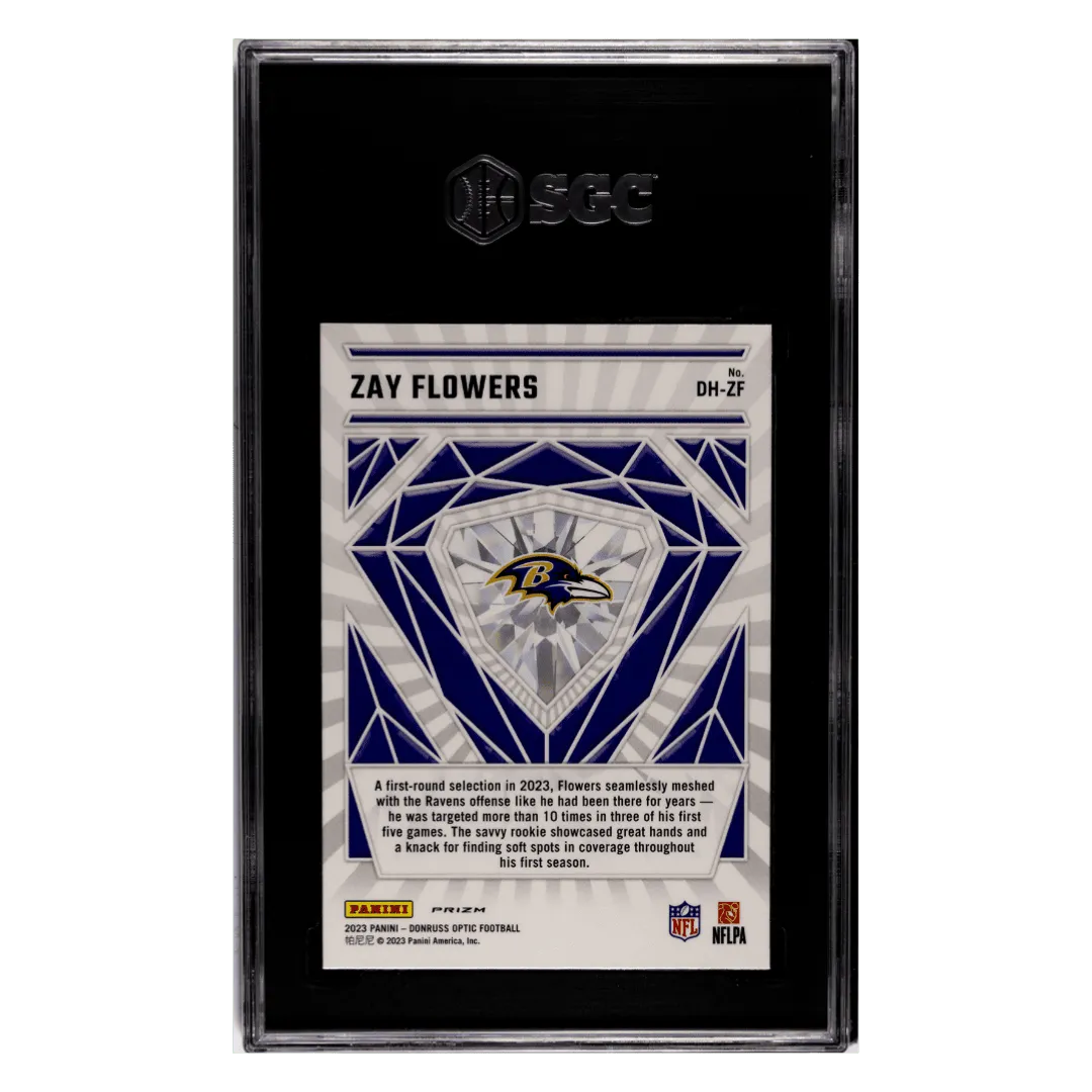 Zay Flowers SGC 10 2023 Panini Donruss Optic Diamond Hands Rookie RC Card #DH-ZF
