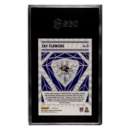 Zay Flowers SGC 10 2023 Panini Donruss Optic Diamond Hands Rookie RC Card #DH-ZF