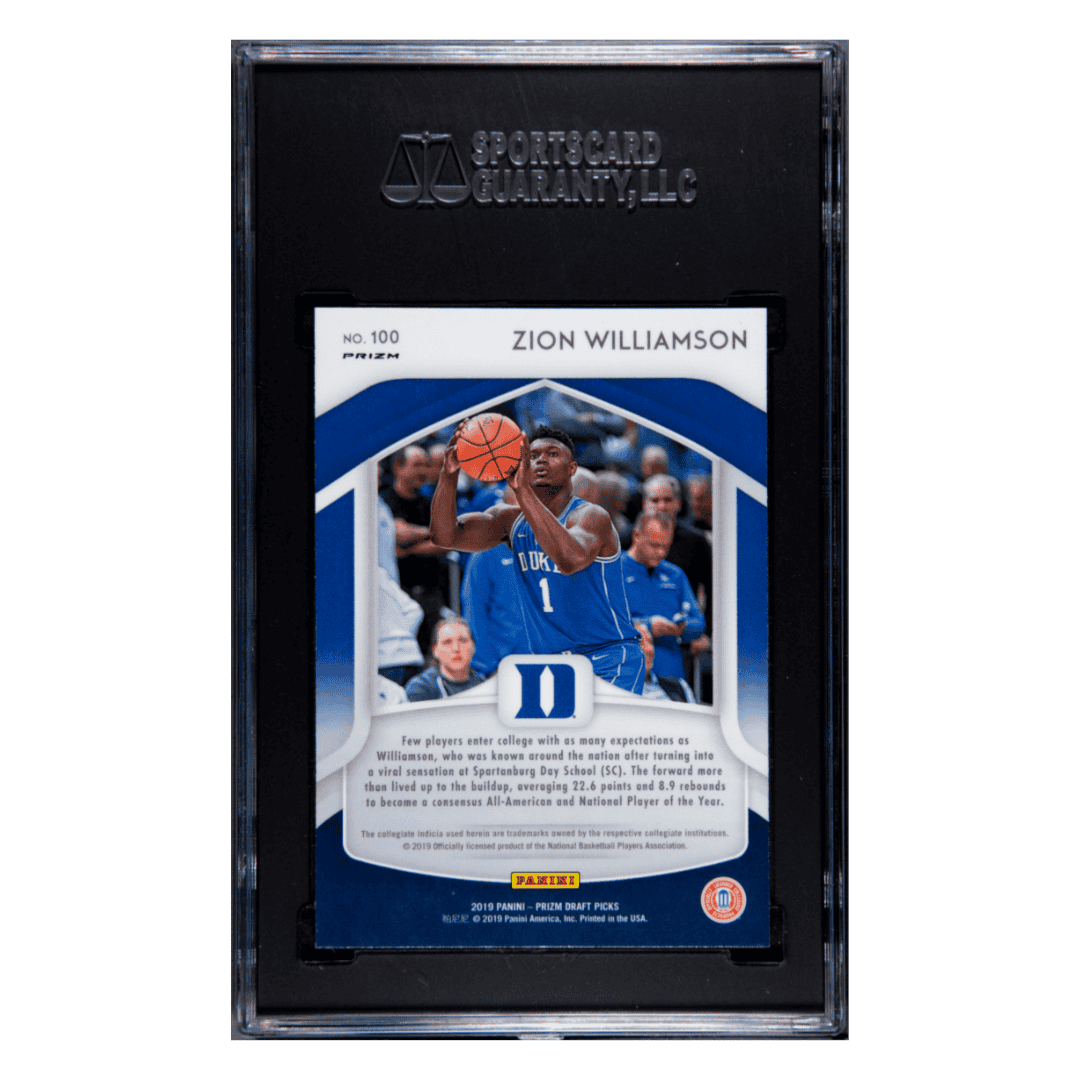 Zion Williamson SGC 9 2019-20 Panini Prizm Draft Picks All American Pink Pulsar Card #100