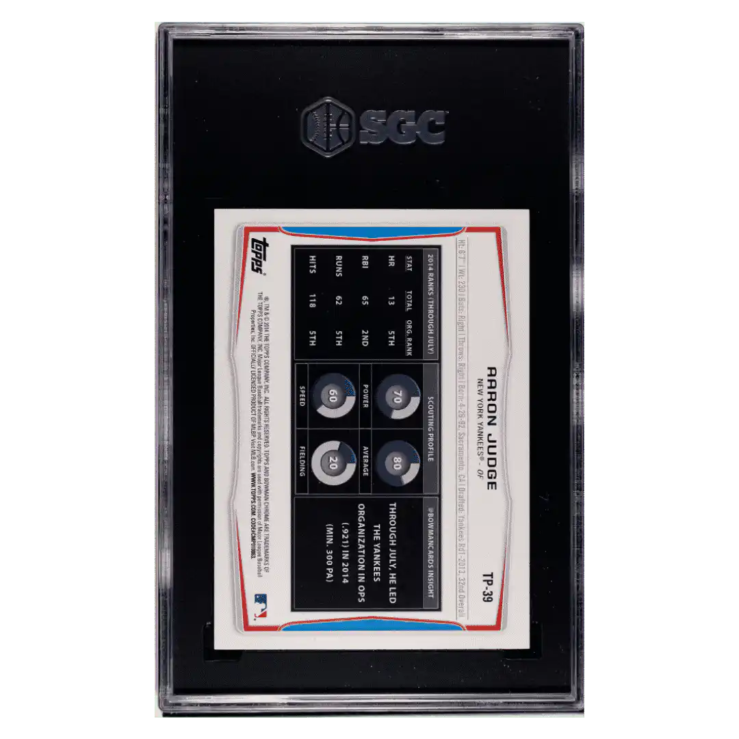Aaron Judge SGC 9 2014 Bowman Draft Top Prospects Card #TP-39 - Back