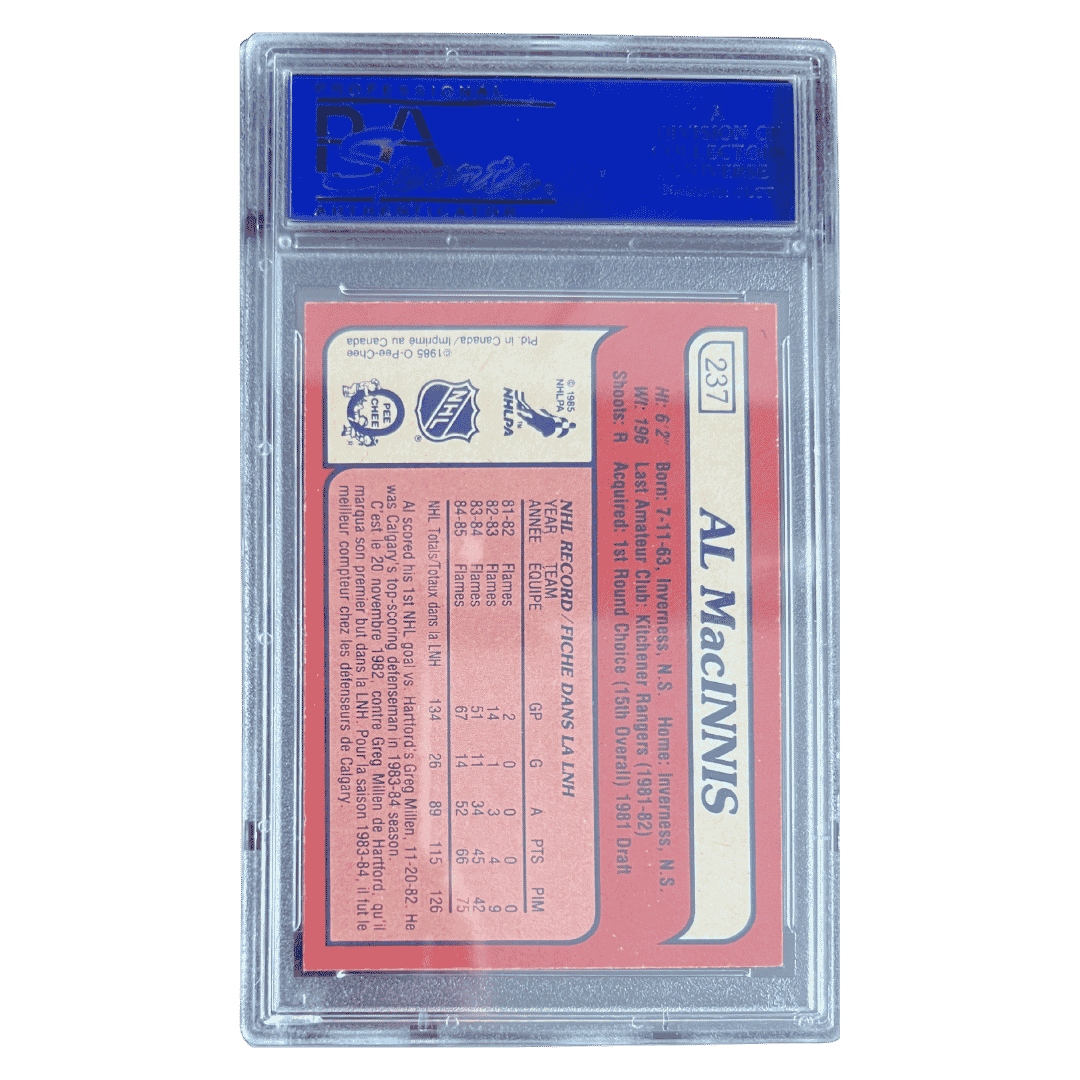 Al MacInnis PSA 9 1985 O- Pee- Chee Card #237 - Back