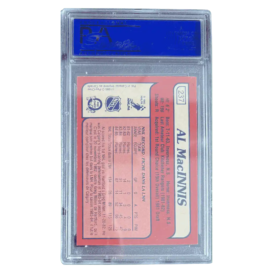 Al MacInnis PSA 9 1985 O- Pee- Chee Card #237 - Back