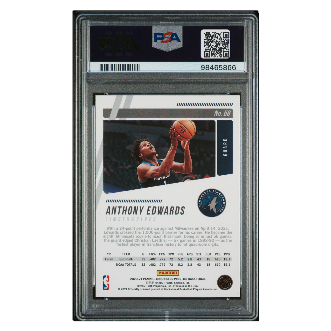 Anthony Edwards PSA 9 2020 Panini Chronicles Rookie RC Card #58 - Back