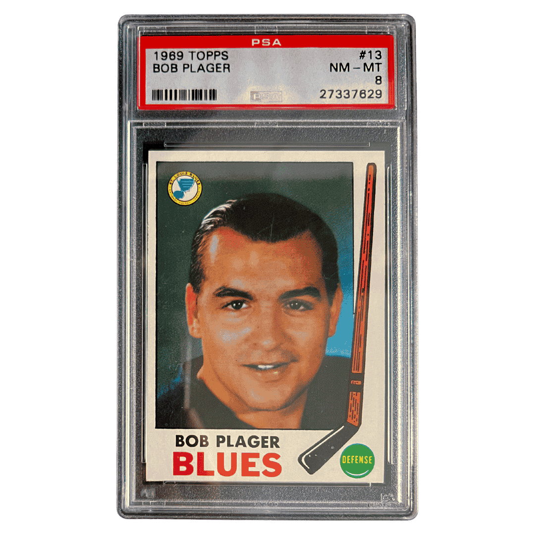 Bob Plager PSA 8 1969 Topps Card #13 - Front