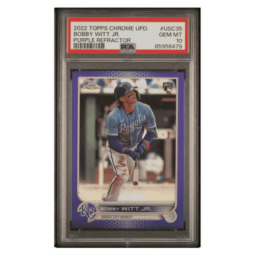 Bobby Witt Jr PSA 10 2022 Topps Chrome Update Purple Refractor Rookie RC Card #USC35 - Front