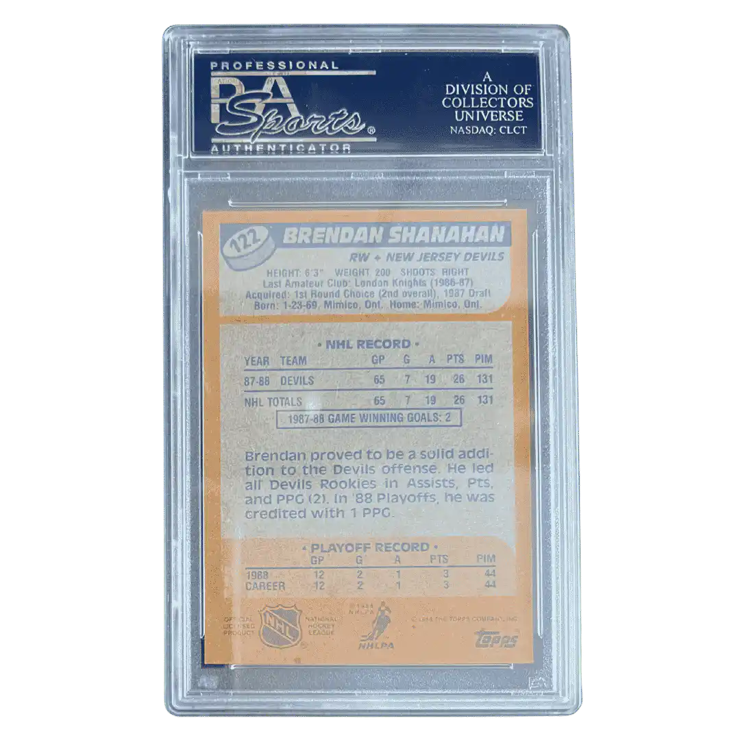 Brendan Shanahan PSA 9 1988 Topps Card #122 - Back
