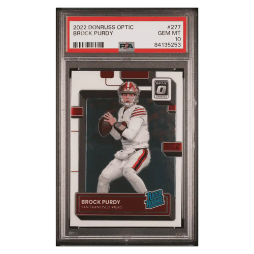 Brock Purdy PSA 10 2022 Panini Donruss Optic Rated Rookie RC Card #277 - Front
