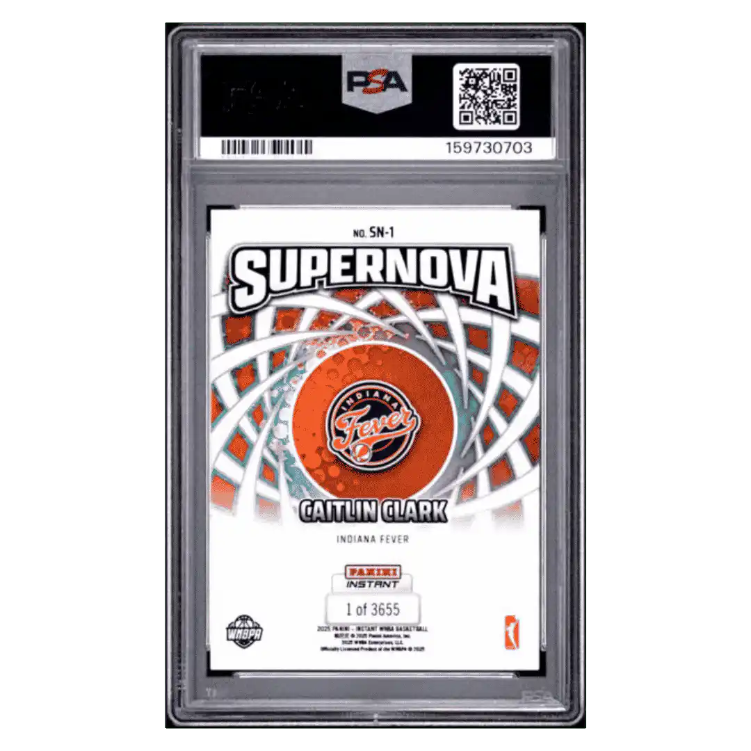 Caitlin Clark PSA 10 2025 Panini Instant WNBA Supernova Card #SN-1 - Back