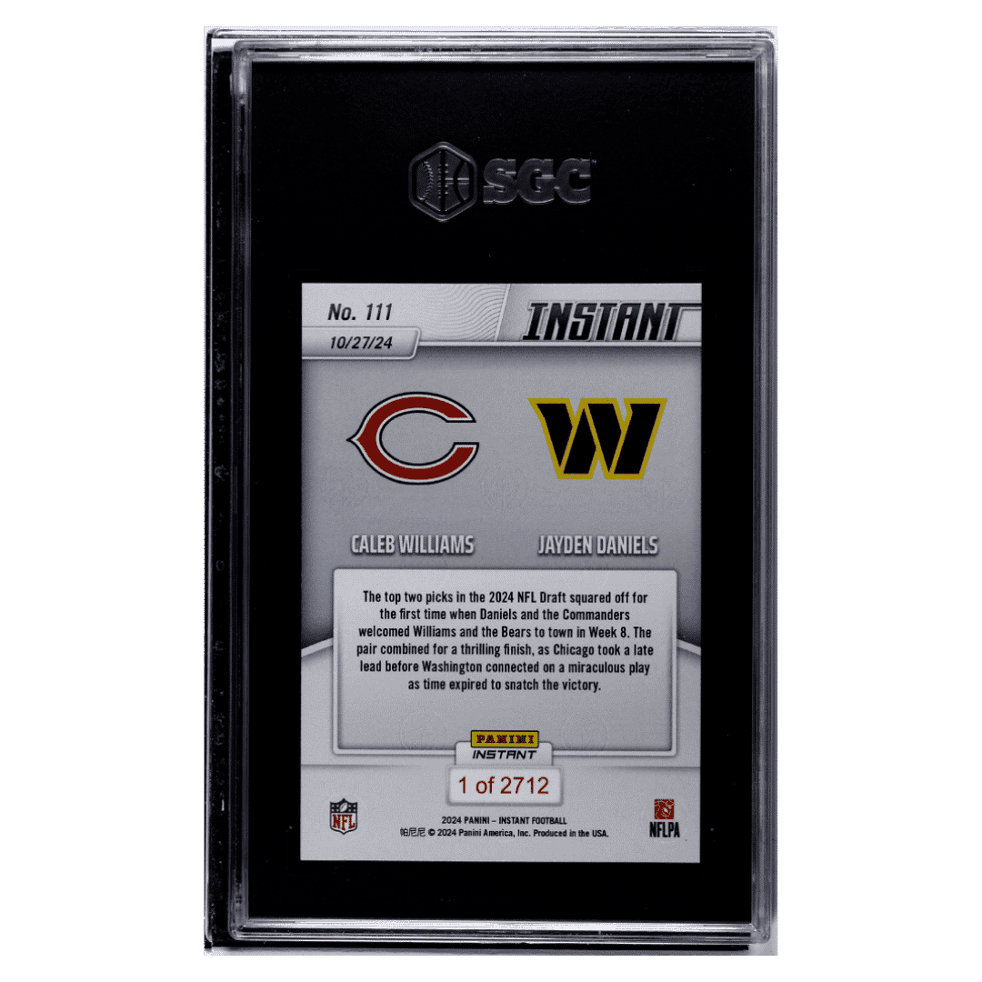 Caleb Williams/ Jayden Daniels SGC 9 2024 Panini Instant Rookie RC Card #111 - Back