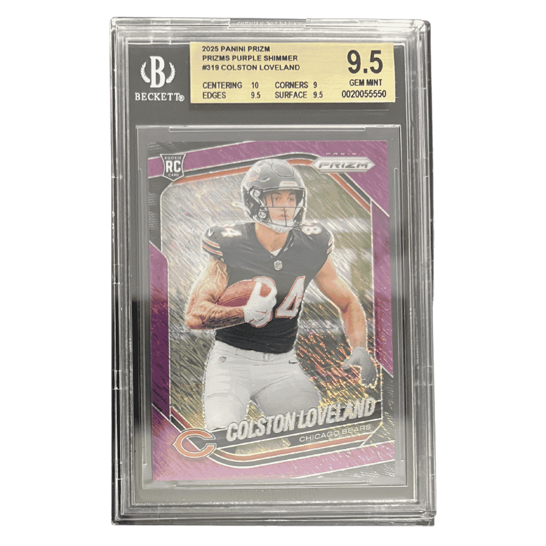 Colston Loveland BGS 9.5 2025 Panin Prizm Purple Shimmer Rookie RC Card #319 - Front