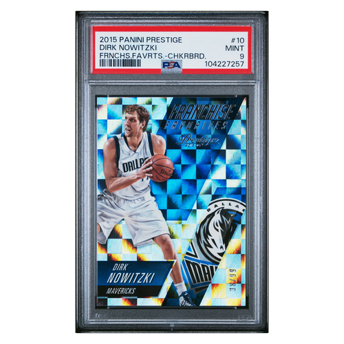 Dirk Nowitzki PSA 9 2015 Panini Prestige Franchise Favorites Checkerboard #d/ 99 Card #10 - Front
