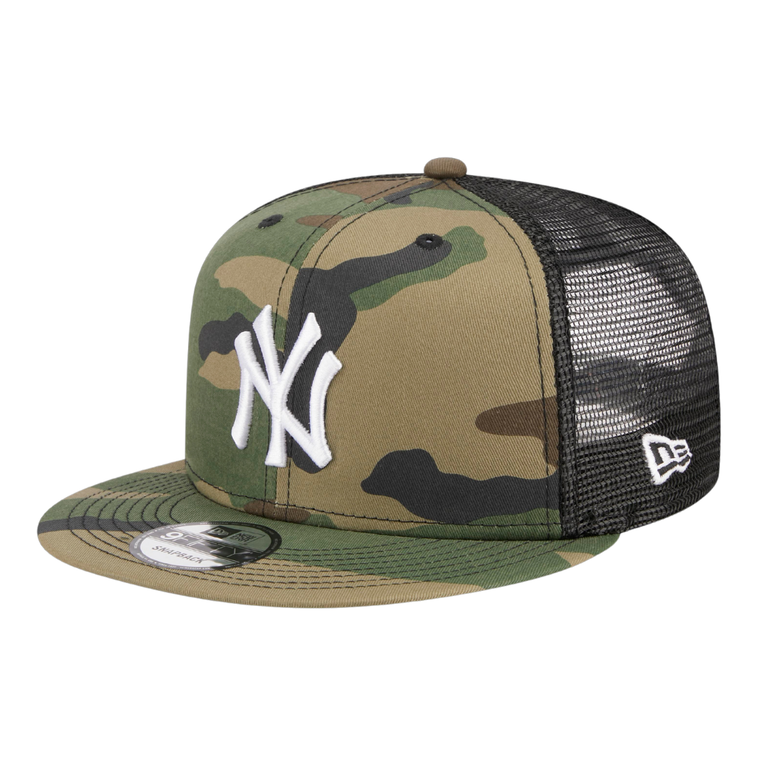 New York Yankees Woodland Camo Trucker New Era 9FIFTY Adjustable Snapback Hat